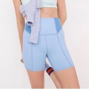 NEW For Love & Lemons Cornflower Blue Two Tone Dani Ribbed Biker Shorts XS